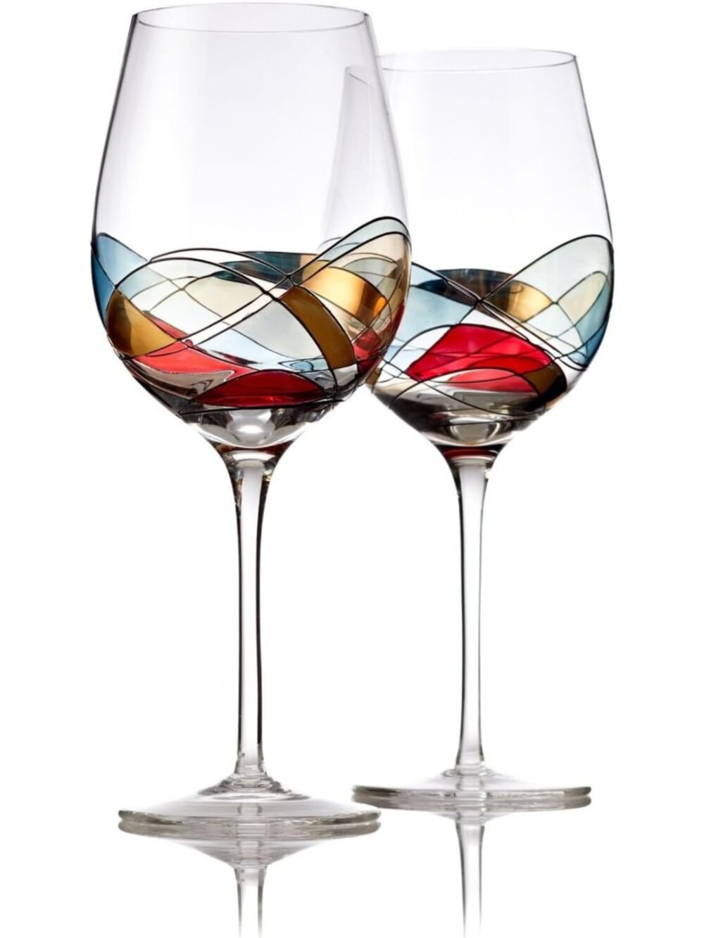 Hand-Painted Red Wine Glasses Set of 2, 28oz Large Drinkware for Wine Lovers